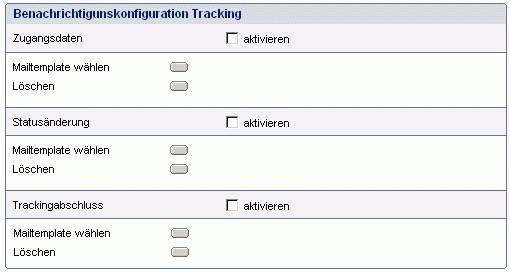 HTML-Formular - Reiter Tracking - Bereich Benachrichtigungskonfiguration