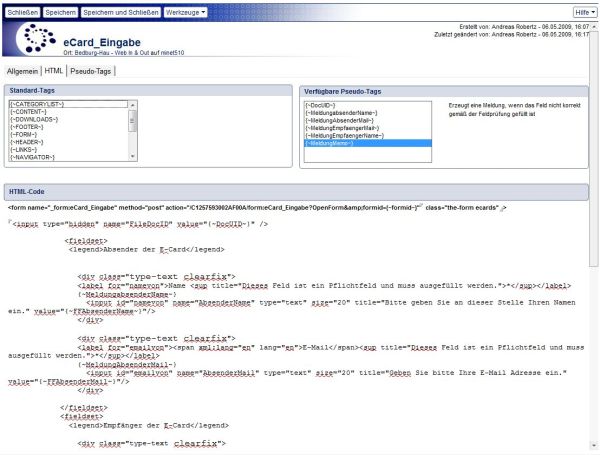 Dokument Eingabe-Formulare- Reiter HTML